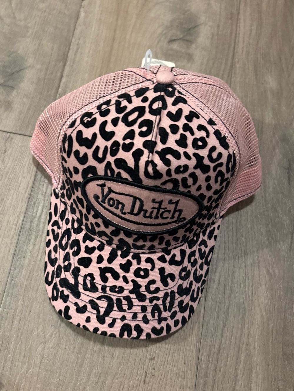 Von Dutch Pink Leopard Print Kids Trucker Cap